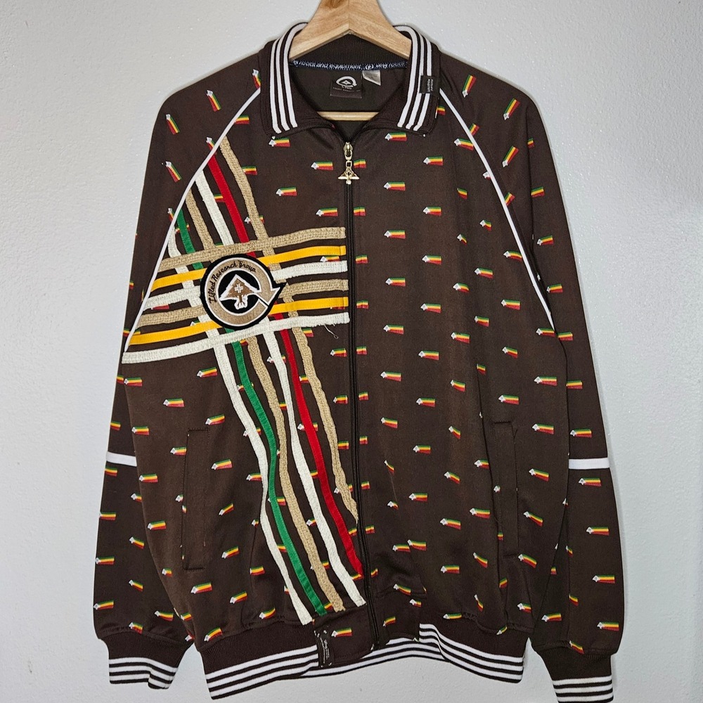 LRG Roots People Track Jacket Brown Rasta Stripe‎ Logo